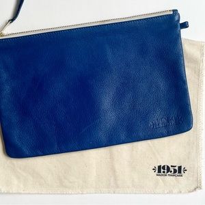 1951 Maison Francaise Blue Leather Clutch Purse